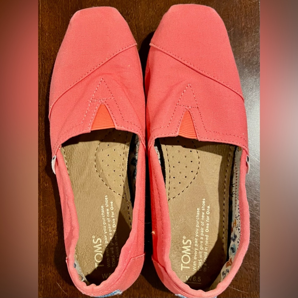 Toms shoes.  Size 6.5, coral color.